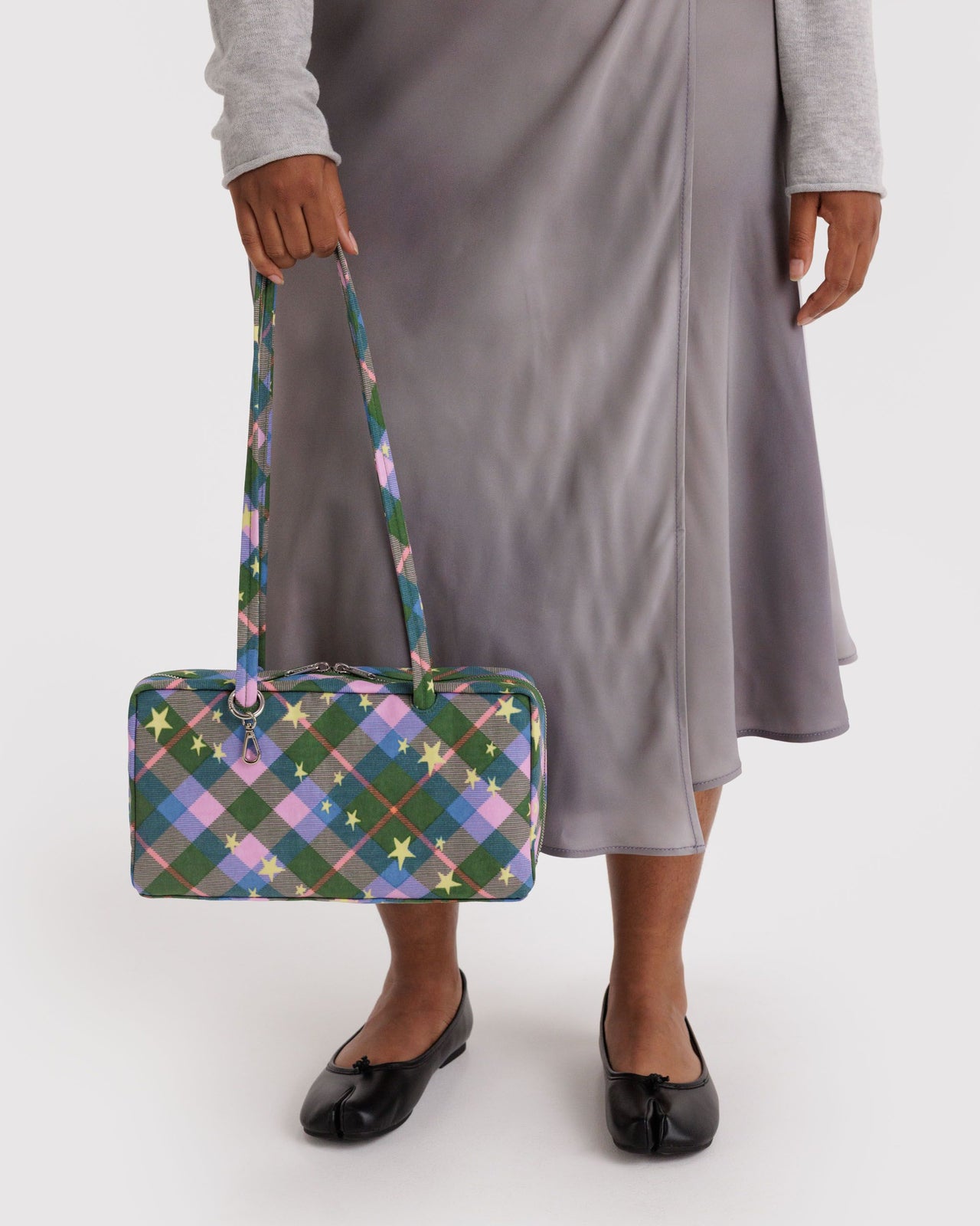 Nylon Bowler Bag - Green Star Plaid