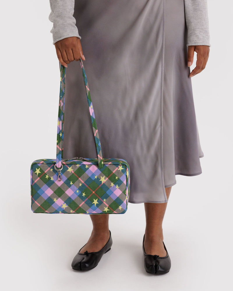 BAGGU New Arrivals Nylon Bowler Bag - Green Star Plaid