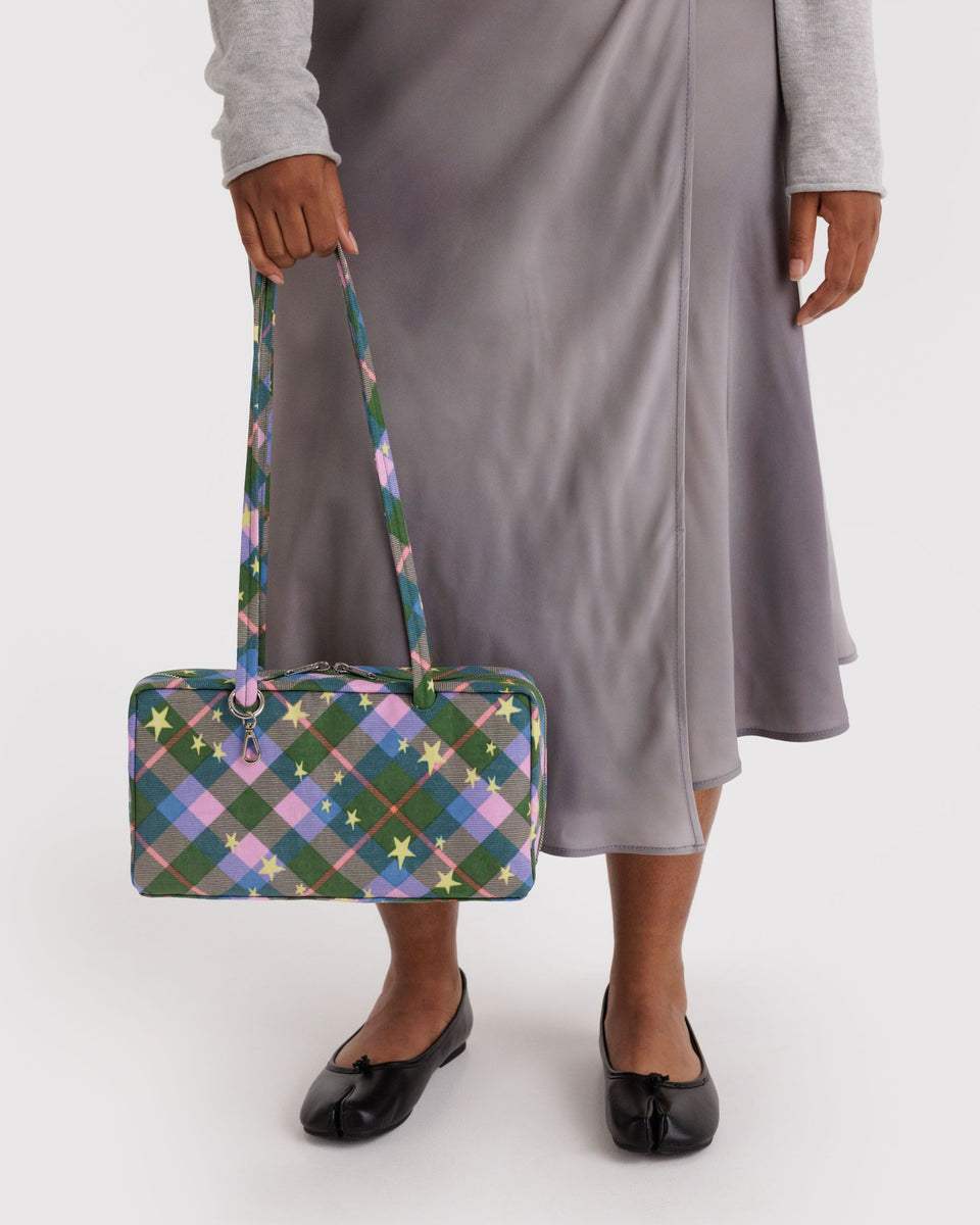 BAGGU New Arrivals Nylon Bowler Bag - Green Star Plaid