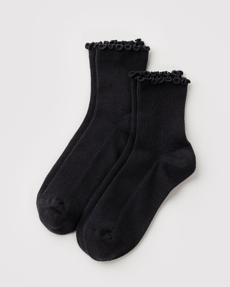 BAGGU  Lettuce Edge Sock Set of 2 - Black