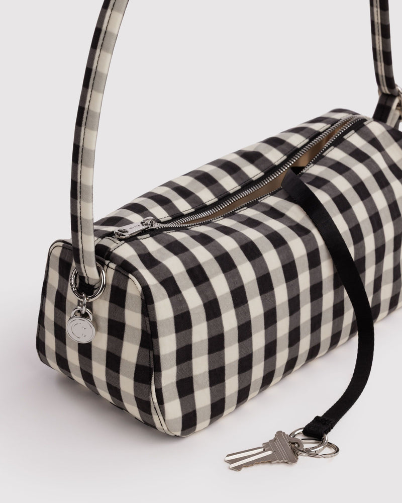 BAGGU Black Bags Nylon Loaf Bag - Black and Cream Gingham