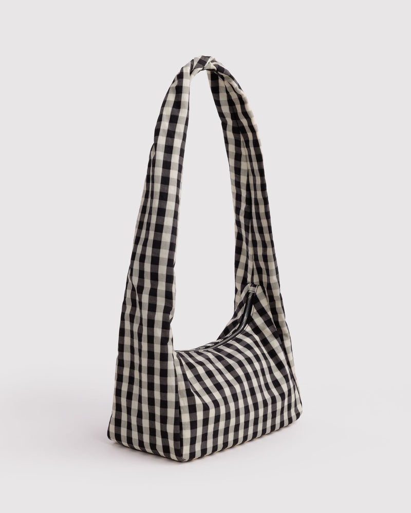 BAGGU Black Bags Nylon Meringue Bag - Black and Cream Gingham