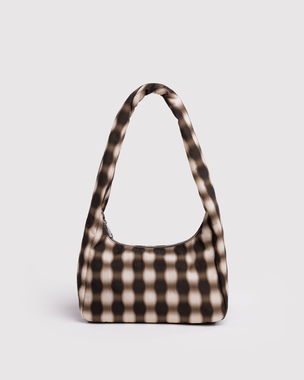 Small Nylon Meringue Bag - Blurred Gingham Brown