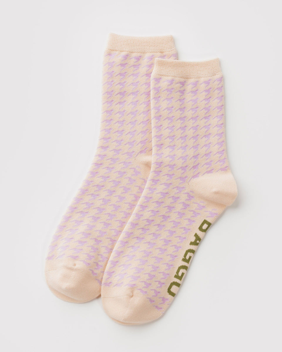 BAGGU Socks - Baggu Functions ONLY Crew Sock - Pink Houndstooth