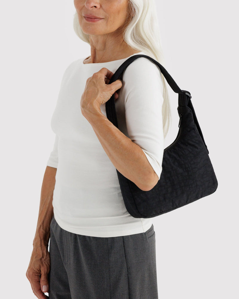 BAGGU  Mini Nylon Shoulder Bag - Black Key Leash
