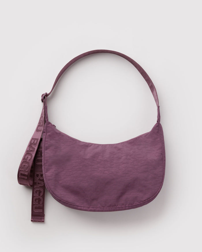 BAGGU Nylon Crescent Bags Medium Nylon Crescent Bag - Wild Plum