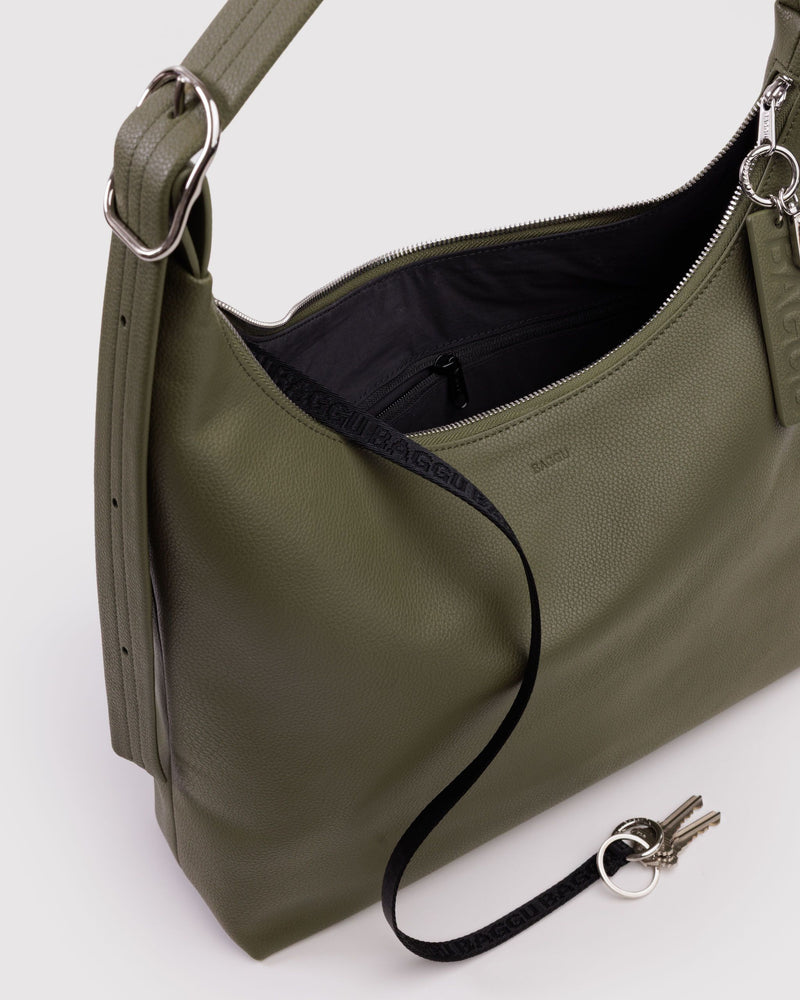 BAGGU  Recycled Leather Shoulder Bag - Loden