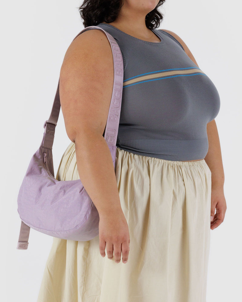 BAGGU Crossbody Bags Medium Nylon Crescent Bag - Dusty Pink