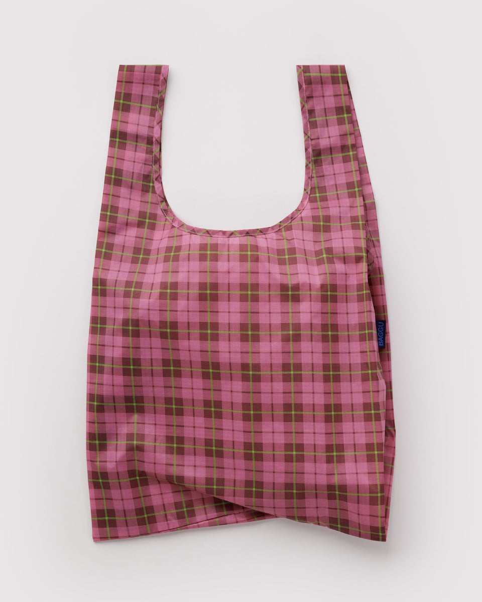 BAGGU Standard Standard Baggu - Azalea Pink Tartan