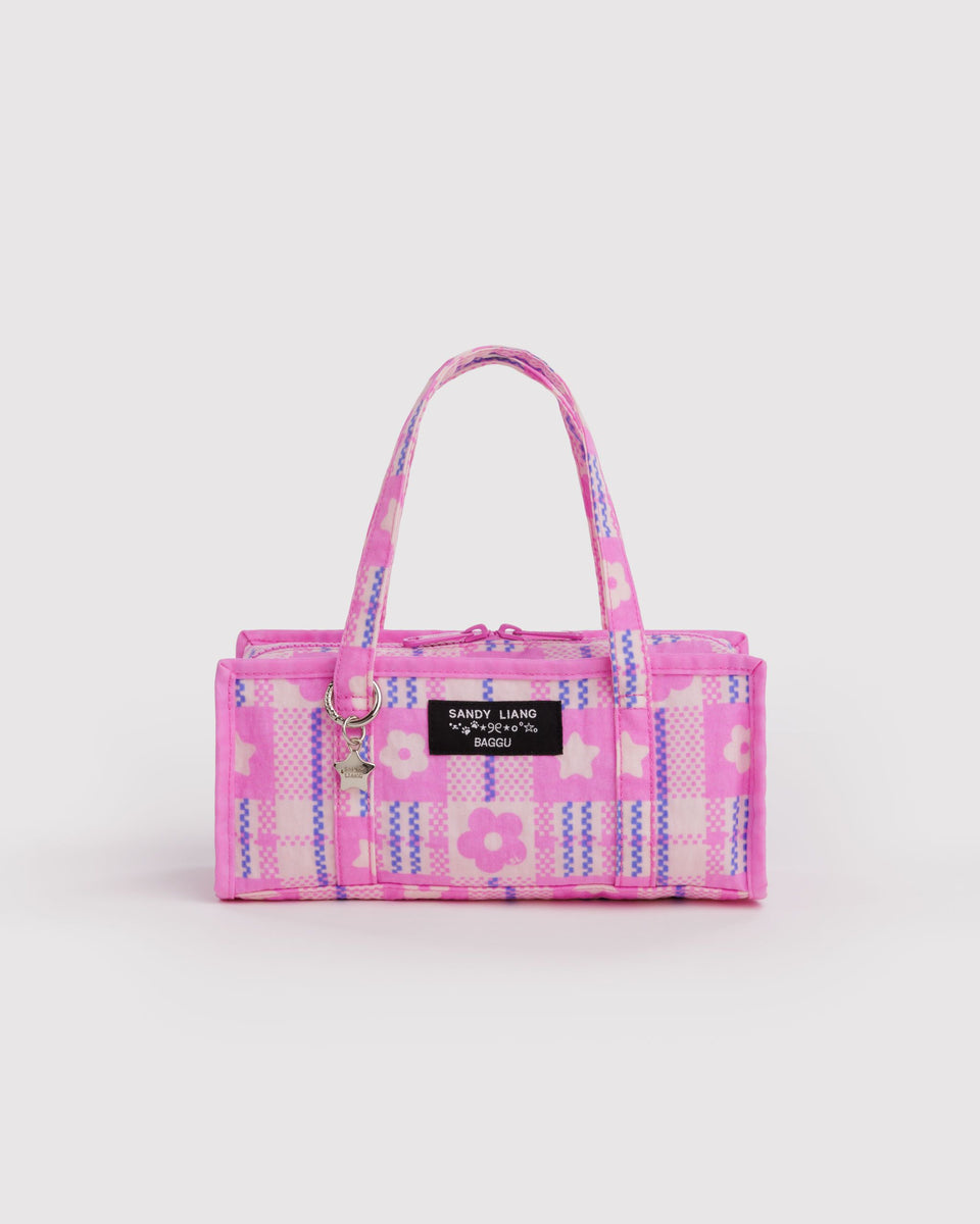 BAGGU Products Mini Nylon Market Bag - Market Plaid Pink