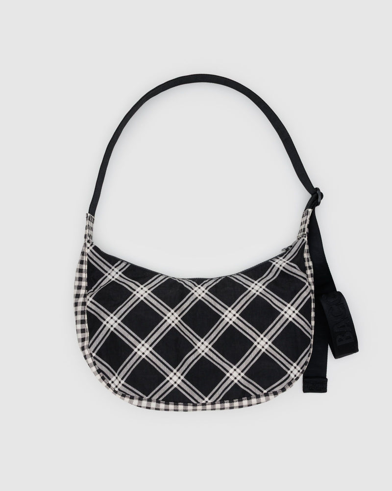 BAGGU Crossbody Bags Medium Nylon Crescent Bag - Mixed Plaid