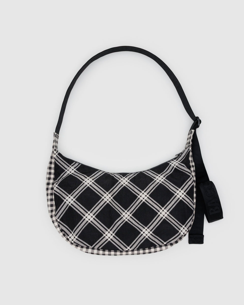 BAGGU Crossbody Bags Medium Nylon Crescent Bag - Mixed Plaid
