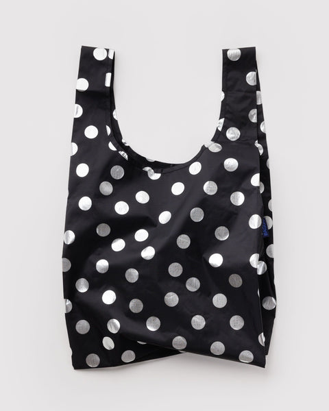 BAGGU Metallics Standard Baggu - Silver Metallic Polka Dot