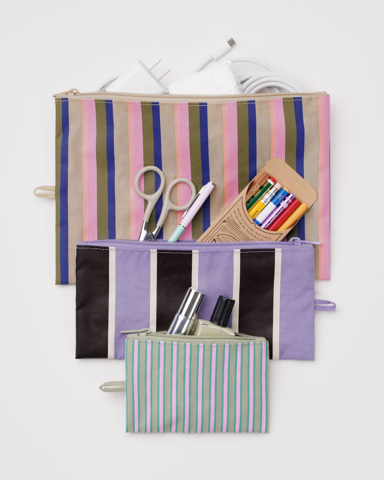 Flat Pouch Set - Candy Shop Stripes
