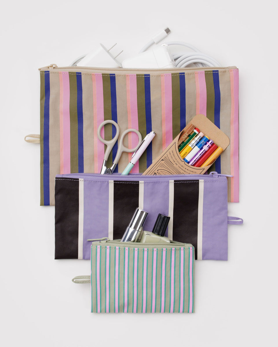 BAGGU Organization Flat Pouch Set - Candy Shop Stripes