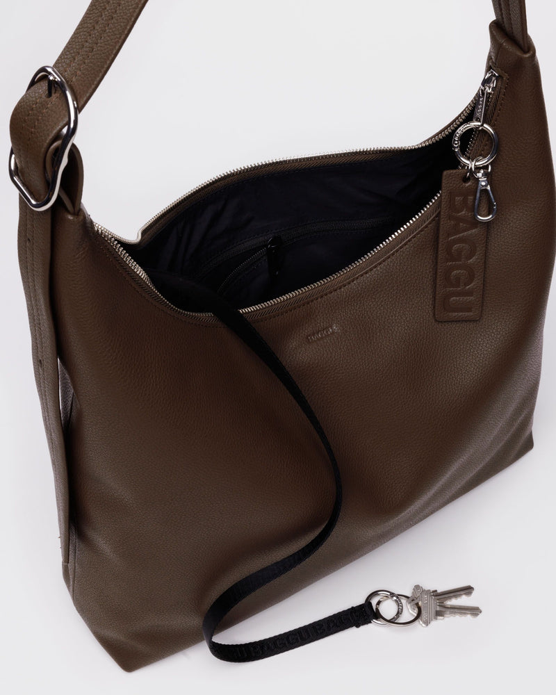 BAGGU  Recycled Leather Shoulder Bag - Brown