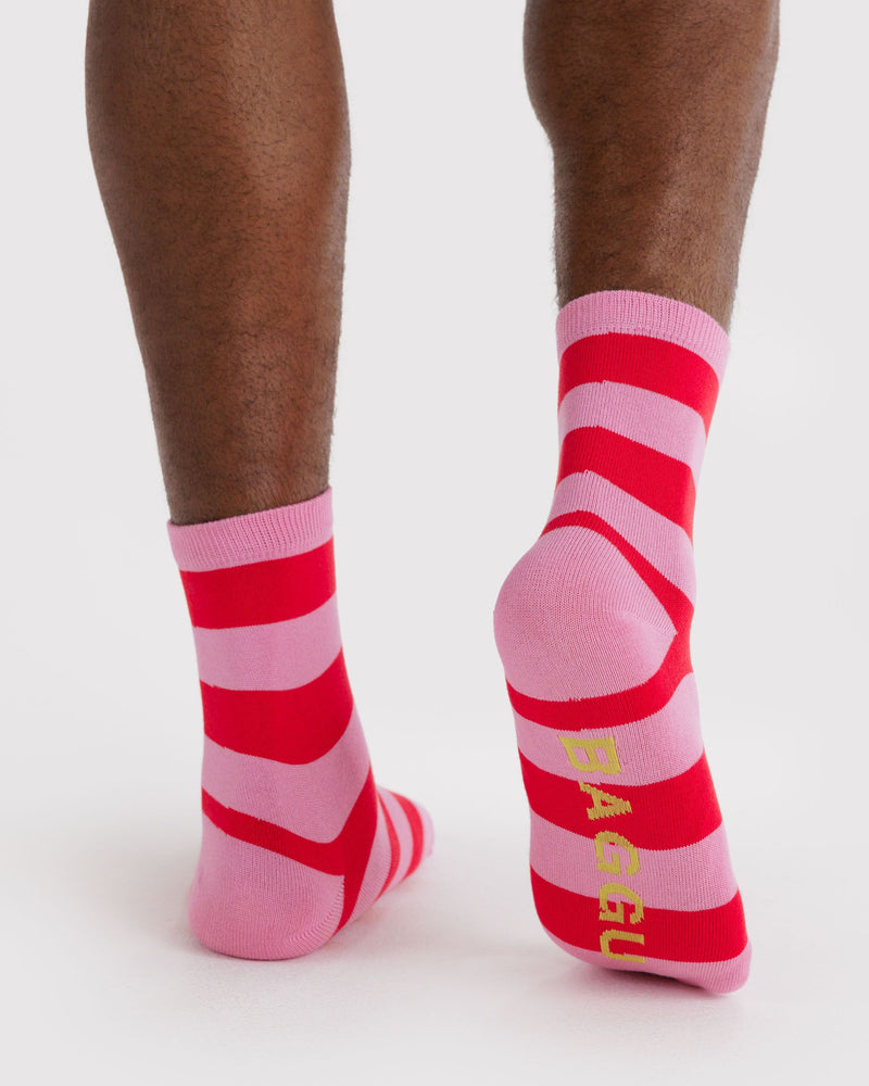 BAGGU  Crew Sock - Pink Stripe