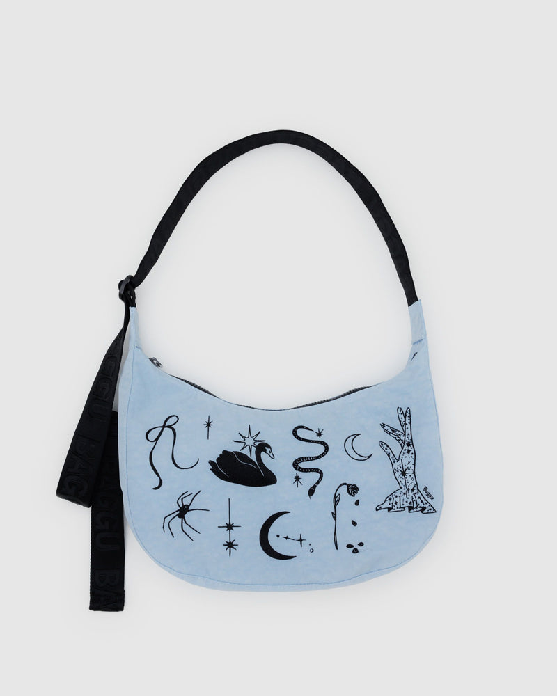 BAGGU Crossbody Bags Medium Nylon Crescent Bag - Embroidered Ballet Icons