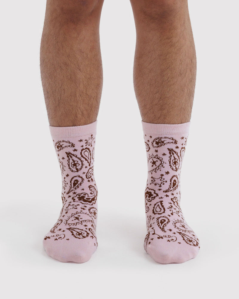 BAGGU Socks and Slippers Crew Sock - Paisley Pink