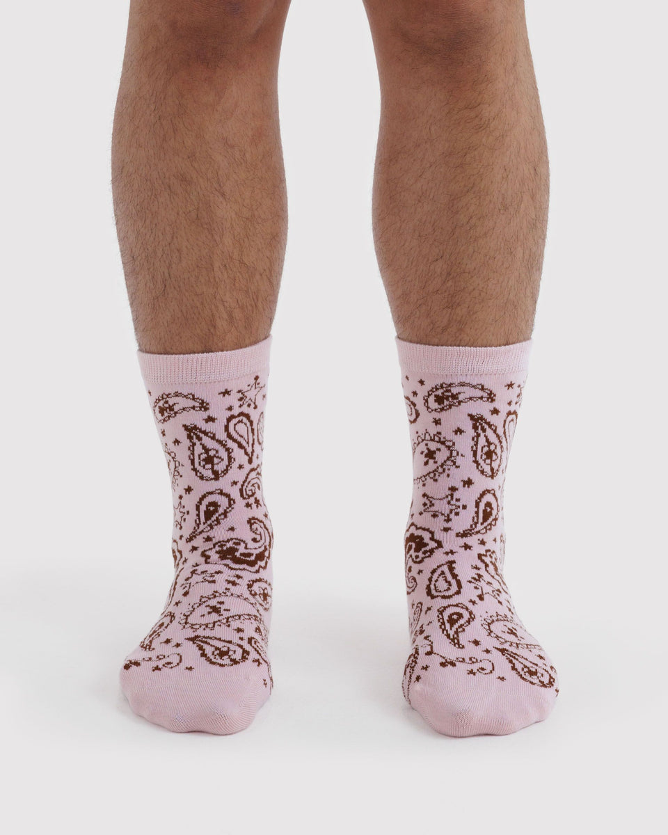 BAGGU Socks - Baggu Functions ONLY Crew Sock - Paisley Pink