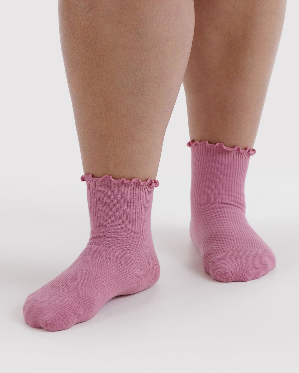 BAGGU Socks and Slippers Lettuce Edge Sock Set of 2 - Wild Plum & Cherry