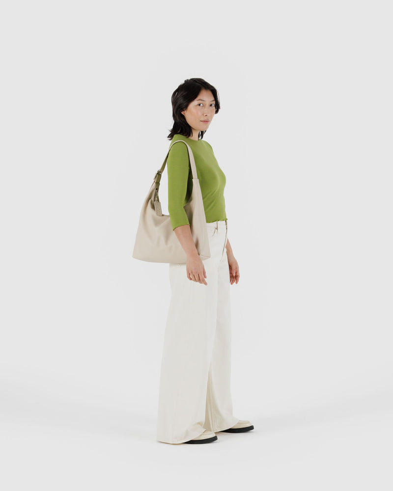 BAGGU  Recycled Leather Shoulder Bag - Stone