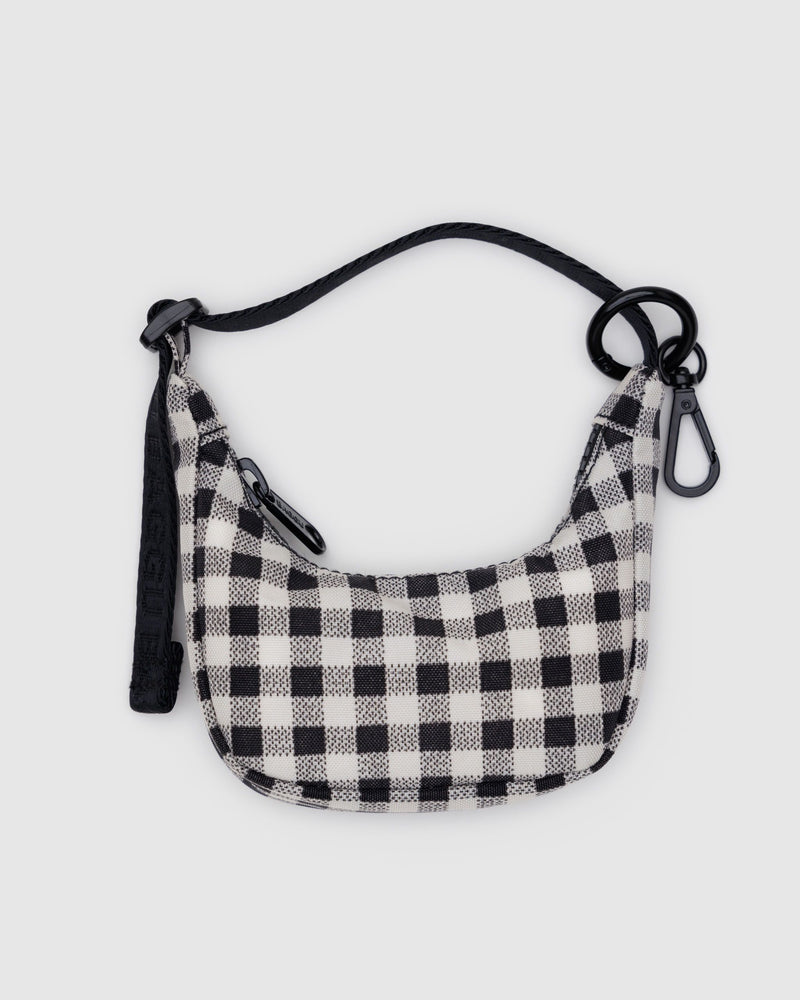 BAGGU.com  Crescent Bag Charm - Black & White Gingham