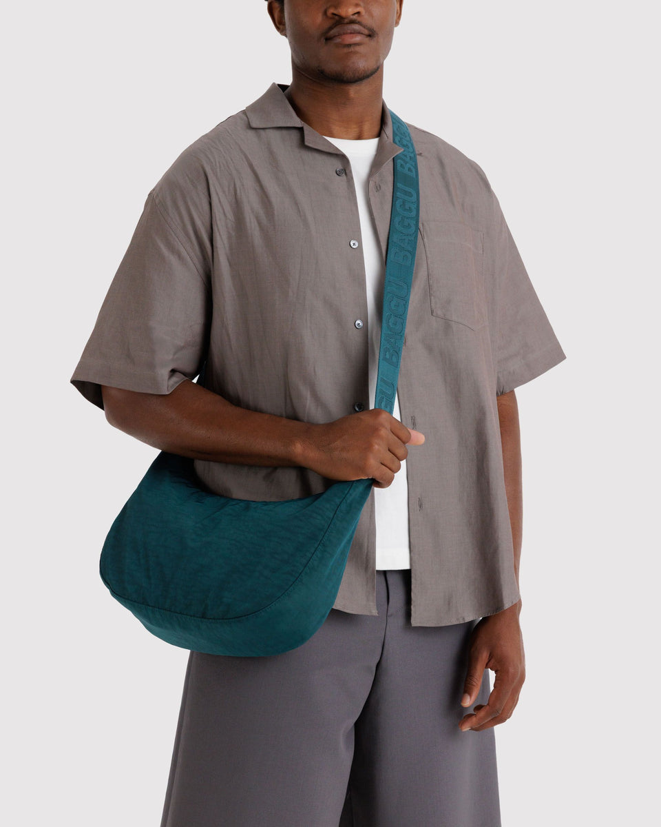BAGGU New Arrivals Medium Nylon Crescent Bag - Deep Sea