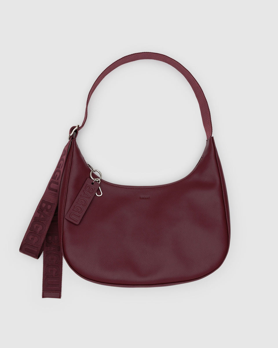BAGGU Products Medium Recycled Leather Crescent Bag - Mahogany