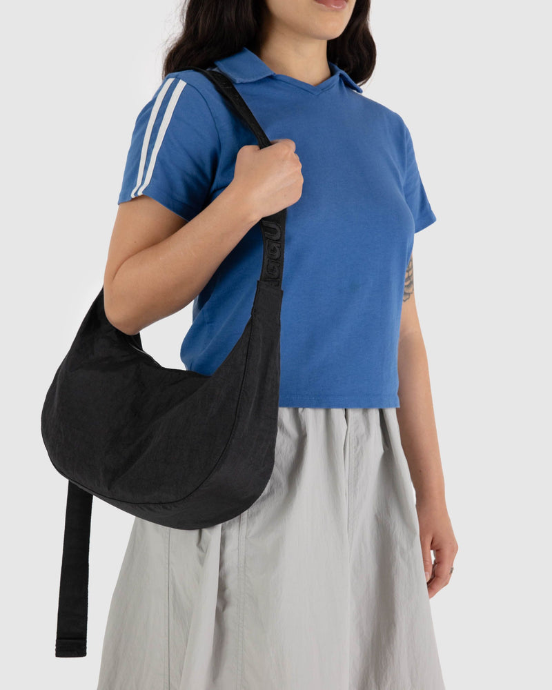 BAGGU  Medium Nylon Crescent Bag - Black