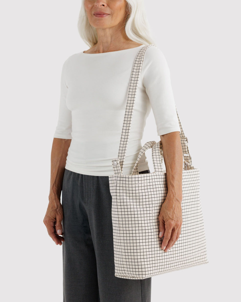 BAGGU Shop All Horizontal Zip Duck Bag - Natural Grid