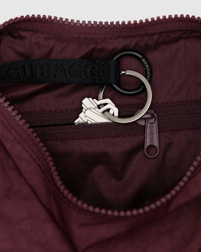 BAGGU  Small Nylon Crescent Bag - Mahogany