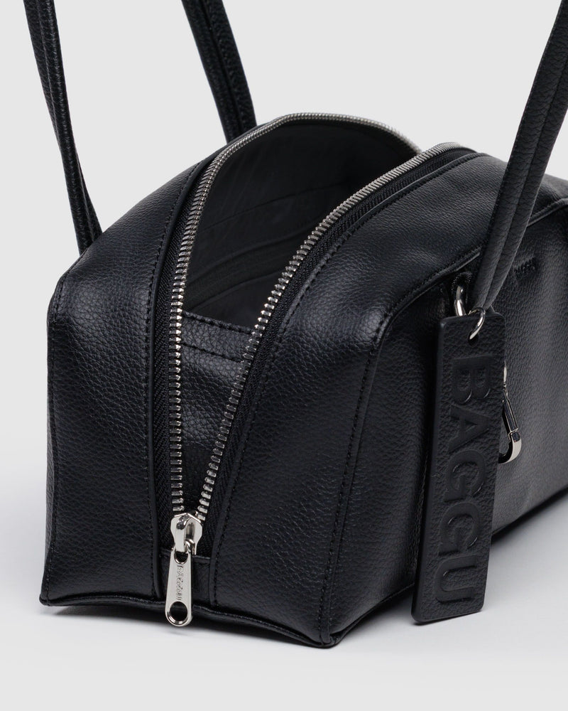 BAGGU  Small Recycled Leather Bowler Bag - Black