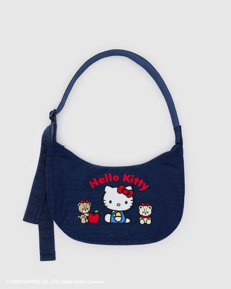 BAGGU Crossbody Bags Medium Nylon Crescent Bag - Embroidered Hello Kitty & Teddy