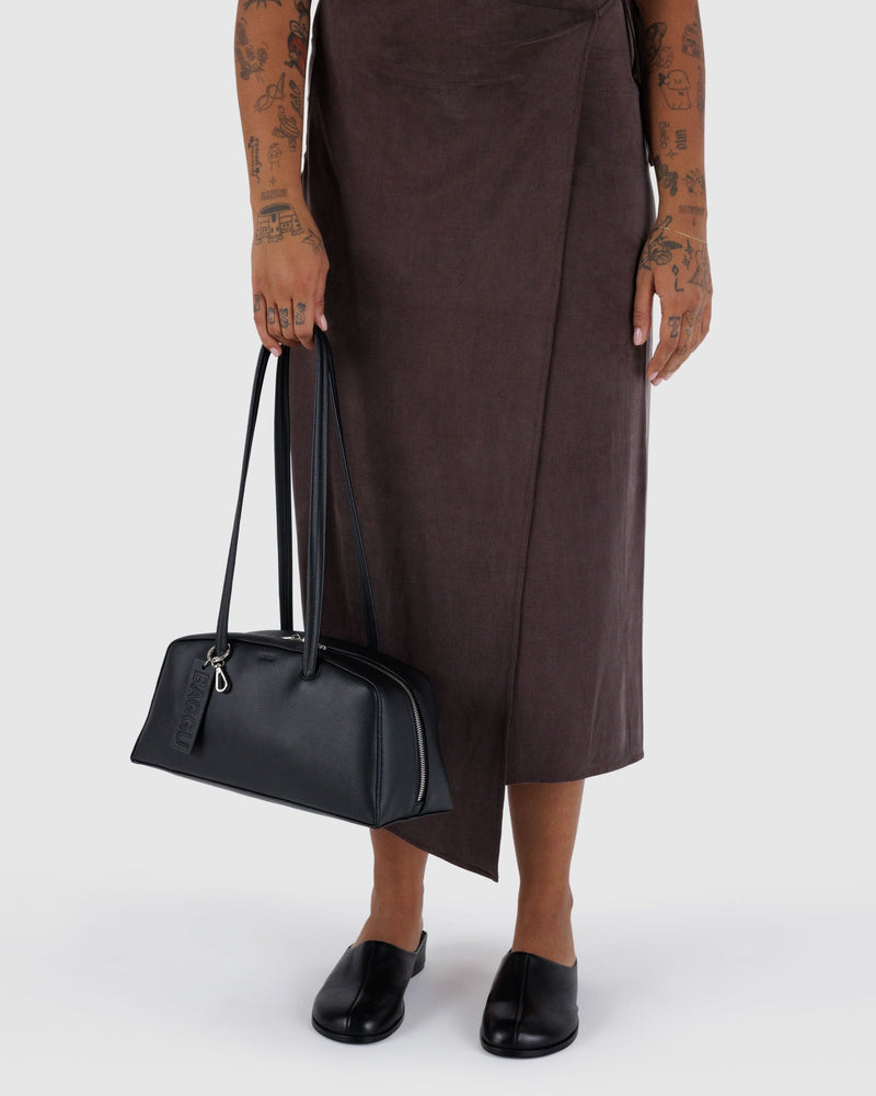 BAGGU  Recycled Leather Bowler Bag - Black