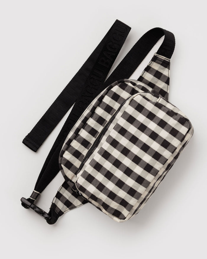 BAGGU Hands Free Fanny Pack - Black and Cream Gingham