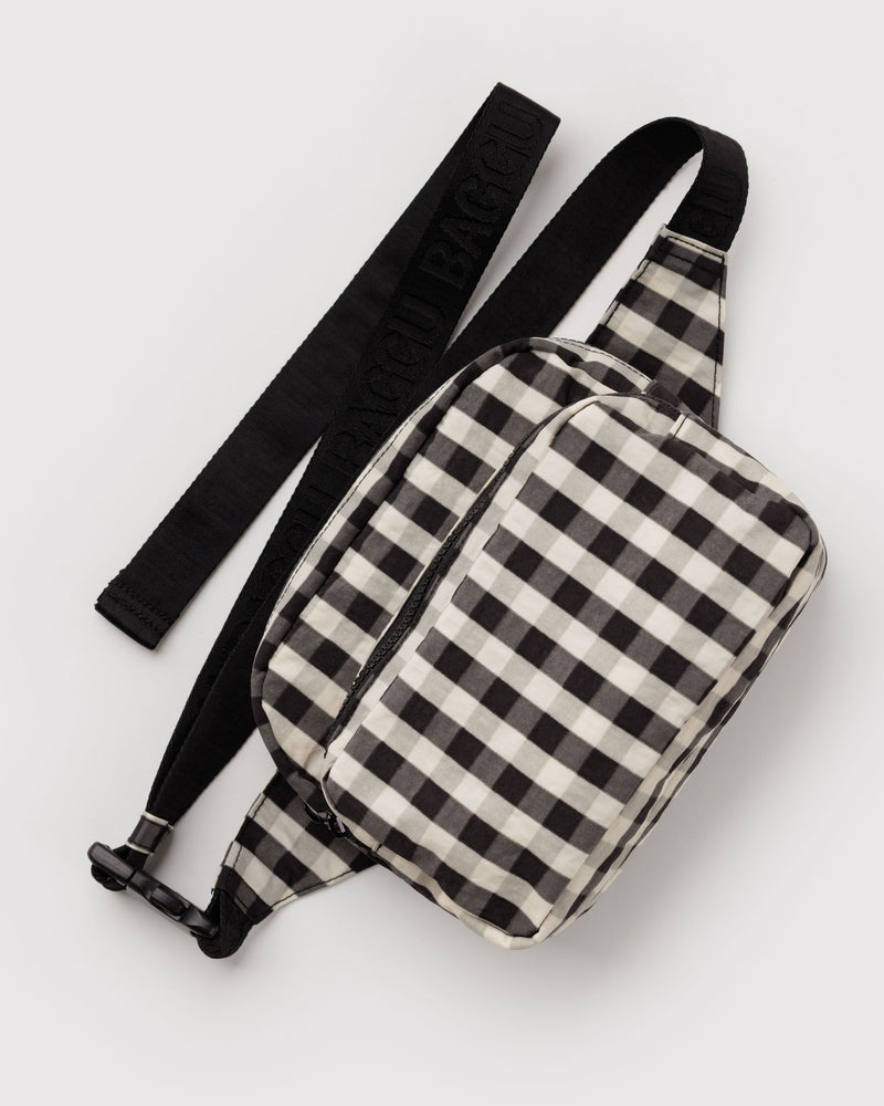 BAGGU The Sport Collection Fanny Pack - Black and Cream Gingham