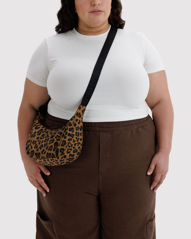 BAGGU  Small Nylon Crescent Bag - Leopard