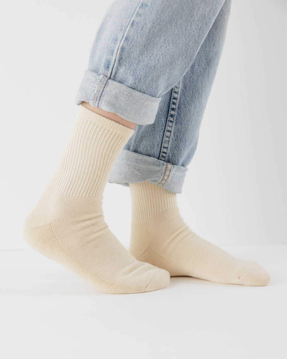 BAGGU Products Ribbed Sock - Ecru