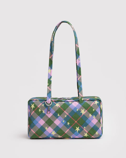 BAGGU New Arrivals Nylon Bowler Bag - Green Star Plaid