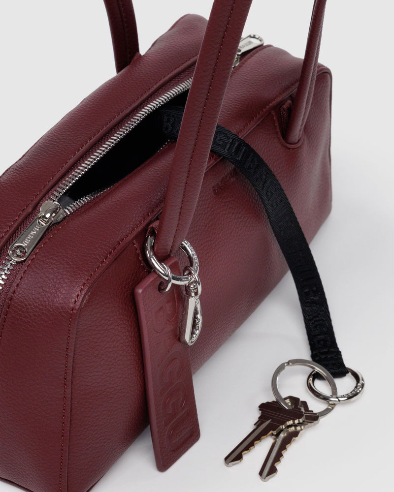 BAGGU  Small Recycled Leather Bowler Bag - Mahogany