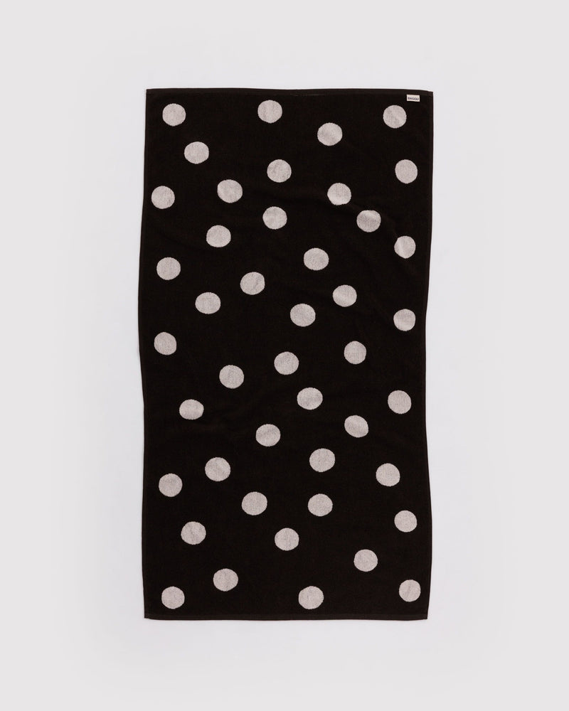 BAGGU  Bath Towel - Cream and Black Polka Dot