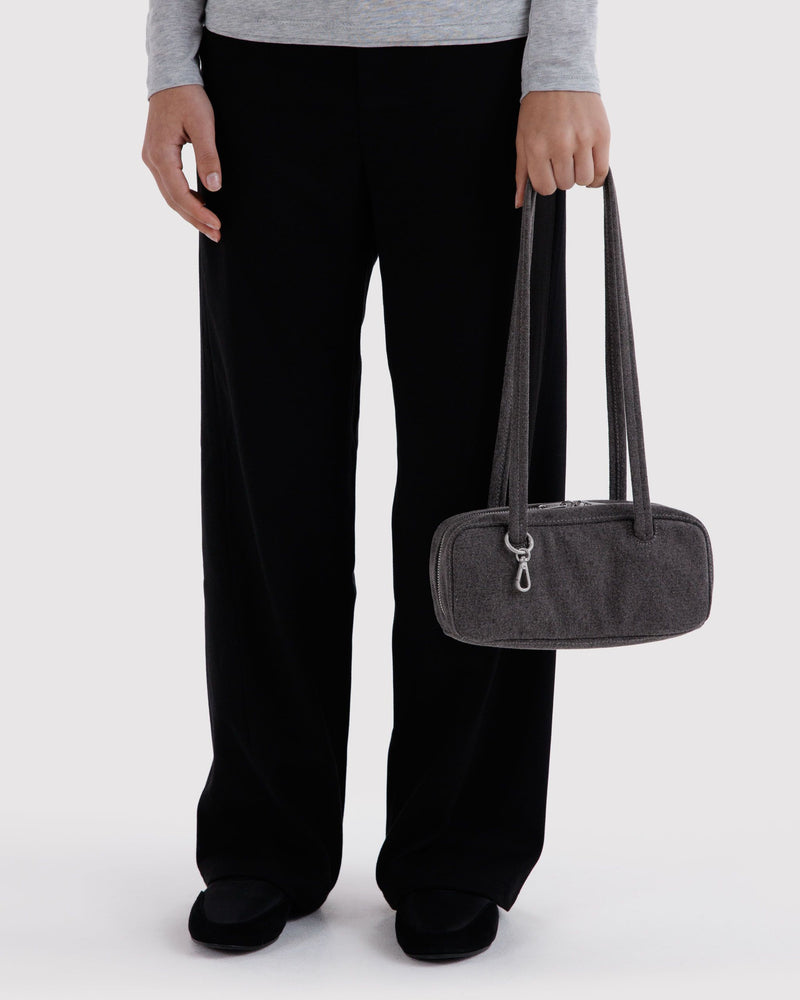 BAGGU  Small Denim Bowler Bag - Washed Black Denim