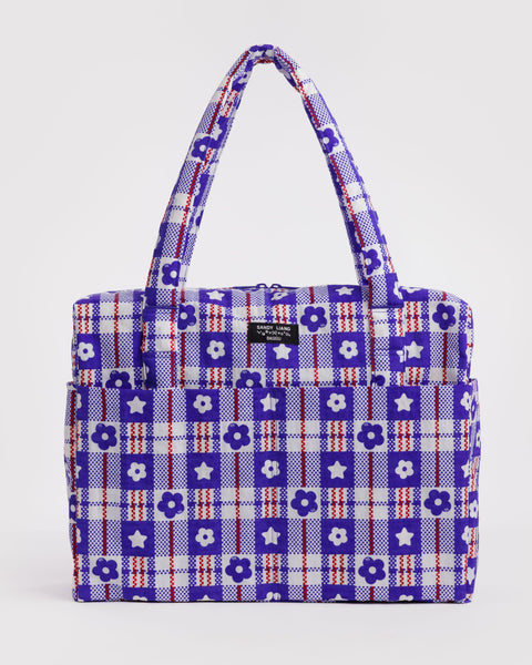 BAGGU Cloud Bags Cloud Carry-on - Market Plaid Blue