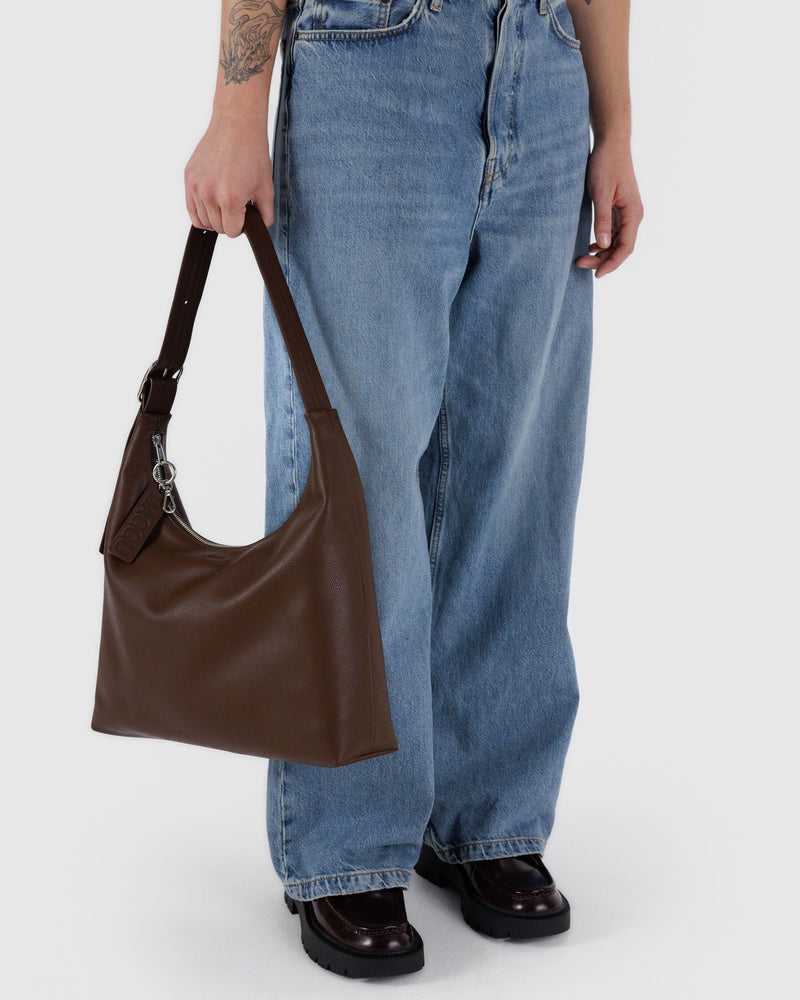 BAGGU  Recycled Leather Shoulder Bag - Brown