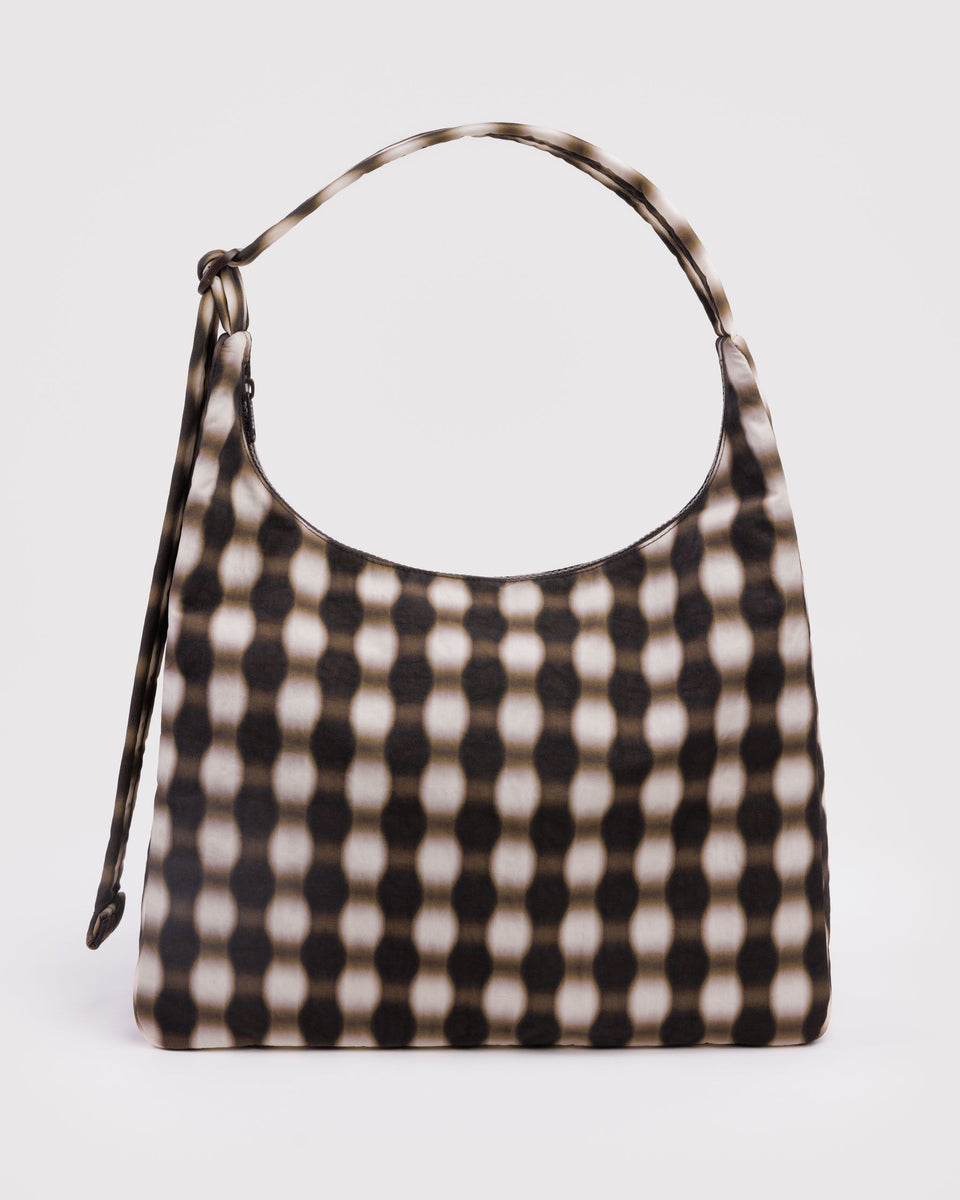 BAGGU Products Nylon Shoulder Bag - Blurred Gingham Brown