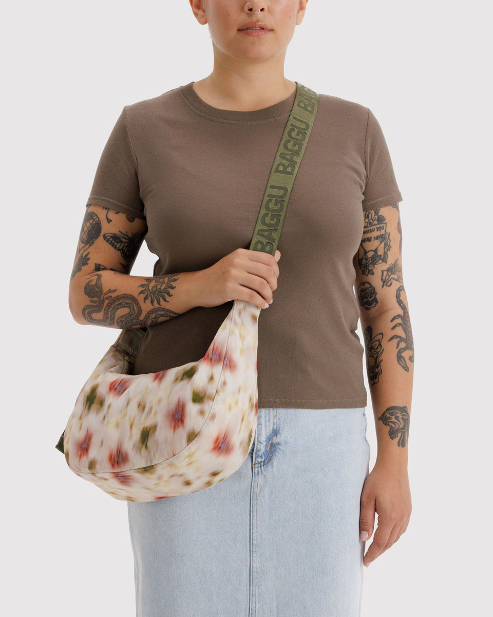 BAGGU New Arrivals Medium Nylon Crescent Bag - Abstract Floral