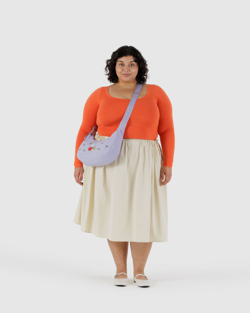 BAGGU Crossbody Bags Medium Nylon Crescent Bag - Embroidered Miffy