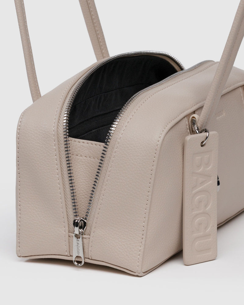 BAGGU  Small Recycled Leather Bowler Bag - Stone