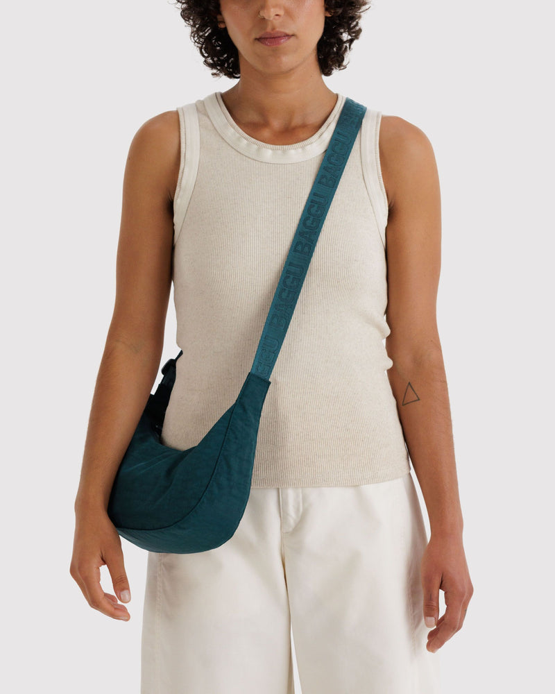 BAGGU  Small Nylon Crescent Bag - Deep Sea